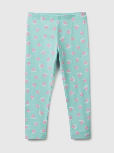 Kids' Benetton Patterned Stretch Cotton Leggings Light Blue | NZ859330