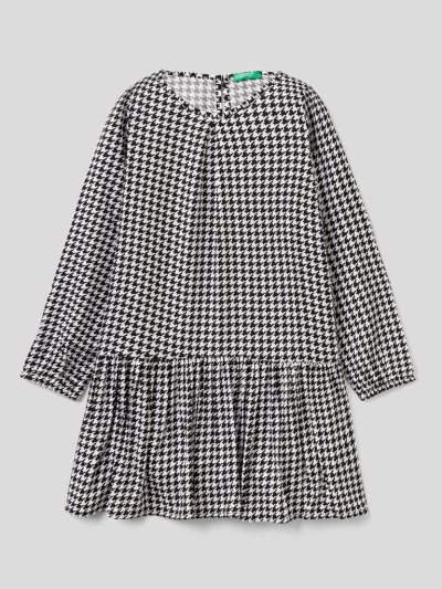 Kids' Benetton Patterned Sustainable Viscose Dress Black | NZ388360