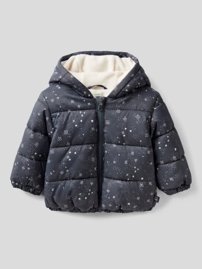 Kids' Benetton Patterned Zip And Hood Jackets Dark Grey | NZ686437
