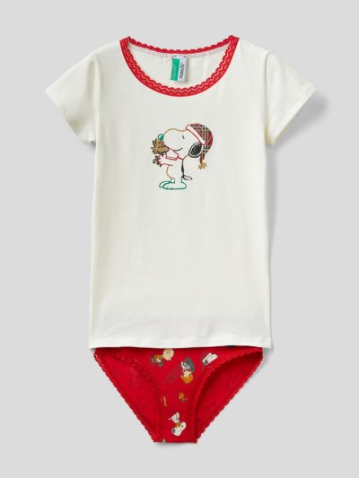 Kids' Benetton Peanuts And Underwear Set Dungarees Creamy White | NZ882684