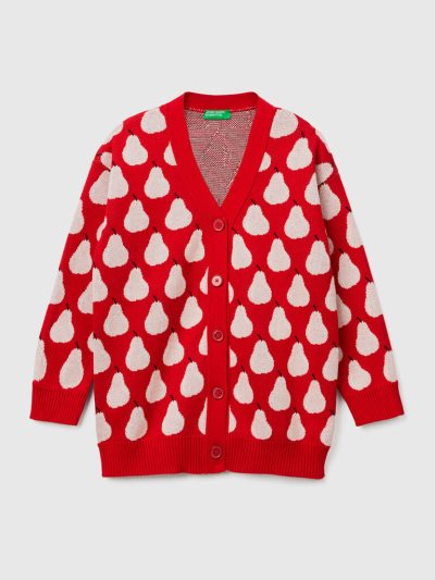 Kids' Benetton Pear Pattern Cardigan Red | NZ187695