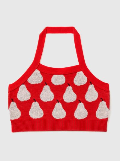 Kids' Benetton Pear Pattern Crop Tanks Red | NZ848009