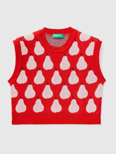 Kids' Benetton Pear Pattern Vest Red | NZ273493