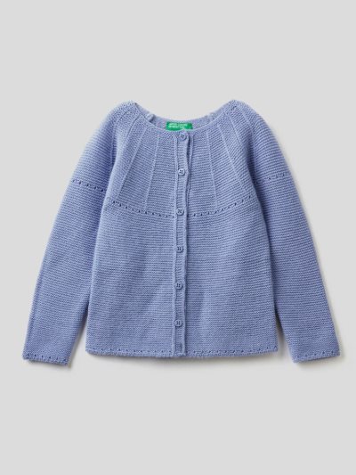 Kids' Benetton Perforated Details Cardigan Lilac | NZ556646