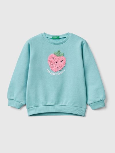 Kids' Benetton Petal Look Applique Sweatshirt Aqua | NZ187323