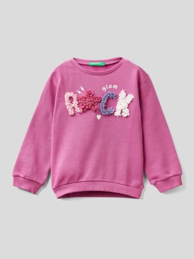 Kids' Benetton Petal Look Applique Sweatshirt Cyclamen | NZ376493