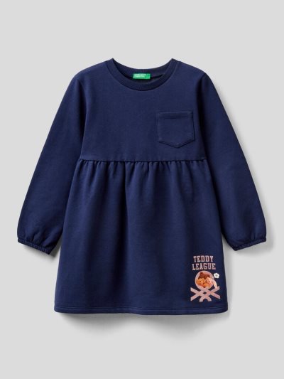 Kids' Benetton Photo Print Dress Dark Blue | NZ695126