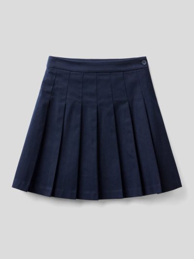 Kids' Benetton Pleated Flannel Skirts Dark Blue | NZ065740