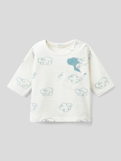 Kids' Benetton Pocket And Print T Shirts Creamy White | NZ526383