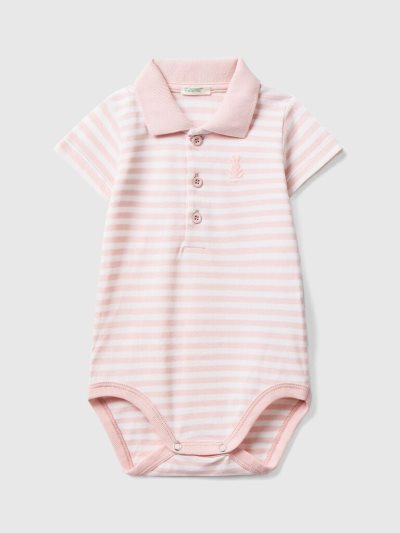 Kids' Benetton Polo Bodysuit Stretch Cotton Bodysuits Soft Pink | NZ319001