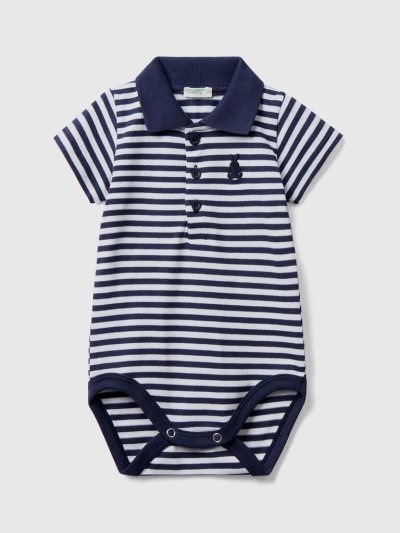 Kids' Benetton Polo Bodysuit Stretch Cotton Bodysuits Blue | NZ444667
