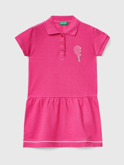 Kids' Benetton Polo-style Short Dress Fuchsia | NZ875558