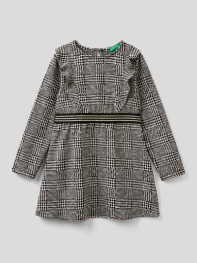 Kids' Benetton Prince Of Wales Jacquard Dress Black | NZ915152