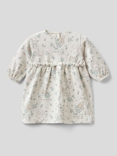 Kids' Benetton Princess Print Dress Creamy White | NZ646785