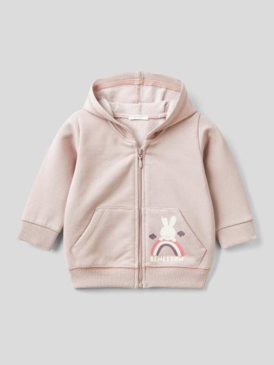 Kids' Benetton Print On The Pocket Hoodie Soft Pink | NZ223586