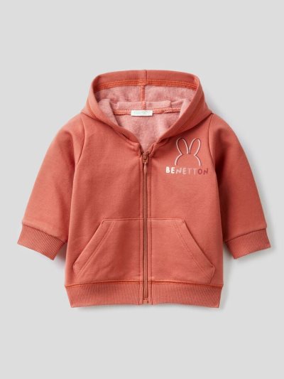 Kids' Benetton Print On The Pocket Hoodie Brown | NZ521133
