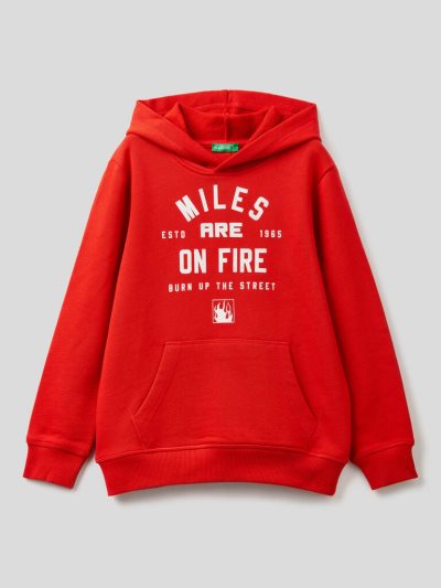 Kids' Benetton Printed Hoodie Red | NZ945527