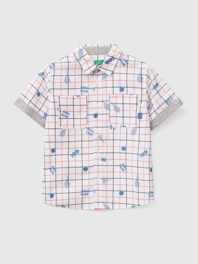 Kids' Benetton Printed Short Sleeve Shirts White | NZ704885