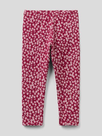 Kids' Benetton Printed Stretch Cotton Leggings Burgundy | NZ076817