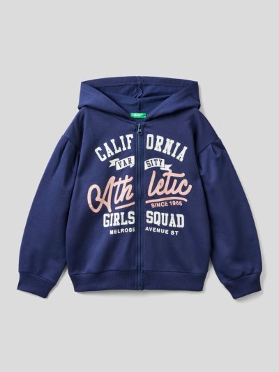 Kids' Benetton Printed Warm Hoodie Dark Blue | NZ630248
