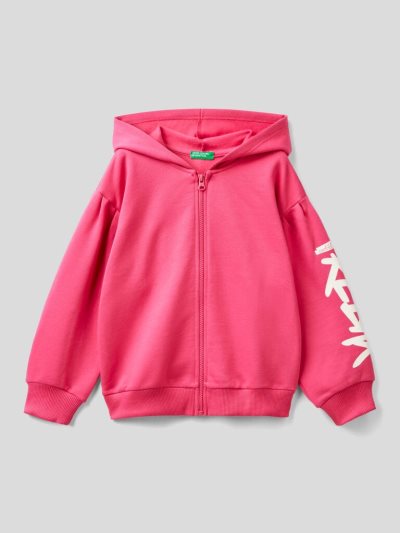 Kids' Benetton Printed Warm Hoodie Fuchsia | NZ504817
