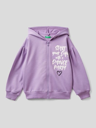 Kids' Benetton Printed Warm Hoodie Lilac | NZ367565