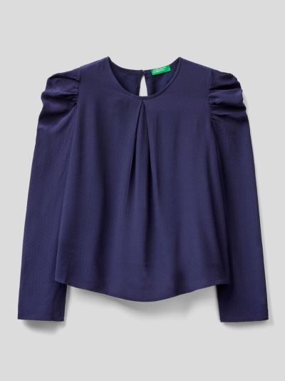Kids' Benetton Puff Sleeves Blouse Dark Blue | NZ302242