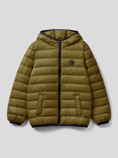 Kids' Benetton Puffer Hood Padded Jackets Military Green | NZ877209
