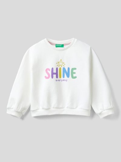 Kids' Benetton Pullover Print Sweatshirt Creamy White | NZ952166