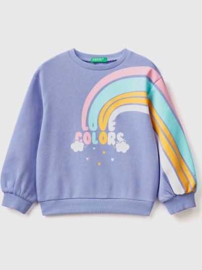 Kids' Benetton Pullover Rainbow Print Sweatshirt Periwinkle | NZ204695