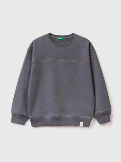 Kids' Benetton Pullover Recycled Fabric Sweatshirt Dark Grey | NZ211235