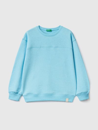 Kids' Benetton Pullover Recycled Fabric Sweatshirt Neon Sky Blue | NZ271386