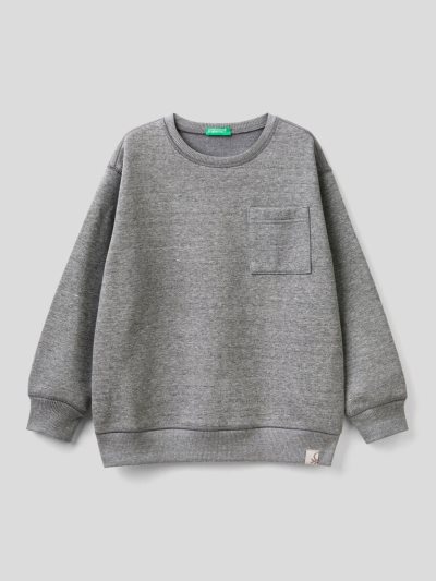 Kids' Benetton Pullover Recycled Fabric Sweatshirt Grey | NZ331750