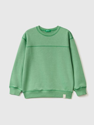 Kids' Benetton Pullover Recycled Fabric Sweatshirt Light Green | NZ569632
