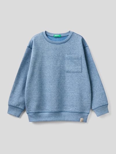 Kids' Benetton Pullover Recycled Fabric Sweatshirt Air Force Blue | NZ695508