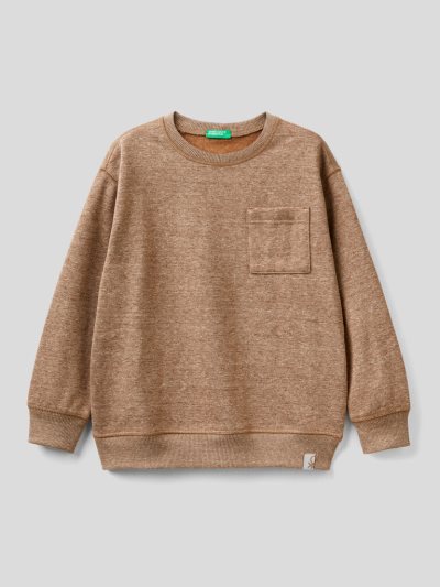 Kids' Benetton Pullover Recycled Fabric Sweatshirt Brown | NZ713461