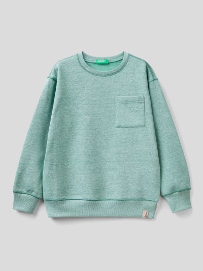 Kids' Benetton Pullover Recycled Fabric Sweatshirt Light Blue | NZ777593