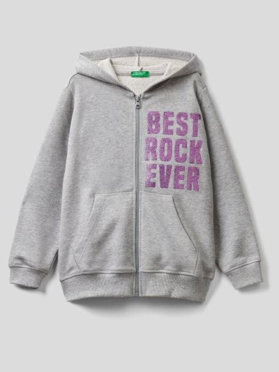 Kids' Benetton Pure Cotton Hooded Hoodie Grey | NZ212372