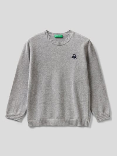Kids' Benetton Pure Cotton Logo Sweaters Grey | NZ233770