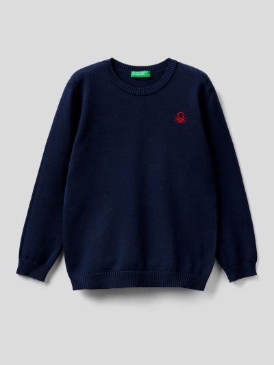 Kids' Benetton Pure Cotton Logo Sweaters Dark Blue | NZ416090