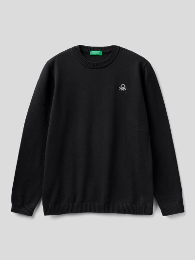 Kids' Benetton Pure Cotton Logo Sweaters Black | NZ461974