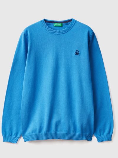 Kids' Benetton Pure Cotton Logo Sweaters Bright Blue | NZ631125
