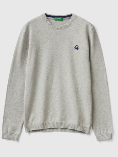 Kids' Benetton Pure Cotton Logo Sweaters Light Grey | NZ686388