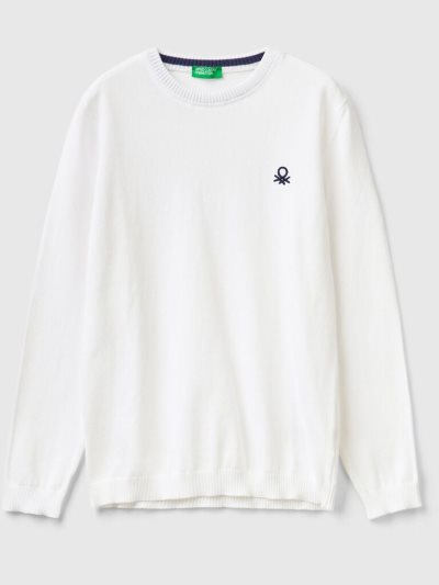 Kids' Benetton Pure Cotton Logo Sweaters White | NZ835636