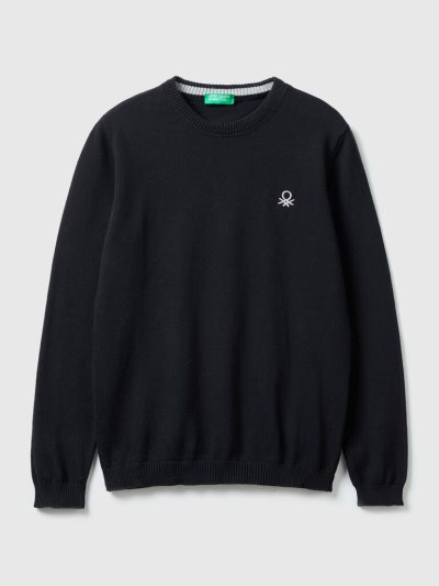 Kids' Benetton Pure Cotton Logo Sweaters Black | NZ997039
