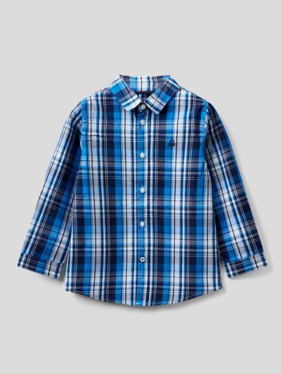 Kids' Benetton Pure Cotton Shirts Dark Blue | NZ824728