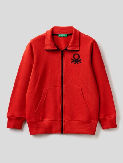 Kids' Benetton Pure Cotton Zip Sweatshirt Red | NZ185036