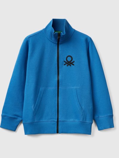 Kids' Benetton Pure Cotton Zip Sweatshirt Bright Blue | NZ367090