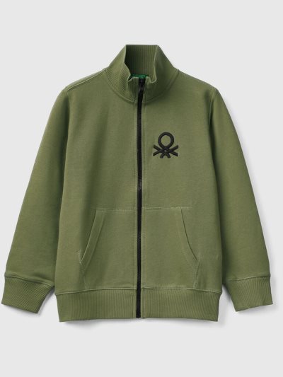 Kids' Benetton Pure Cotton Zip Sweatshirt Military Green | NZ373439