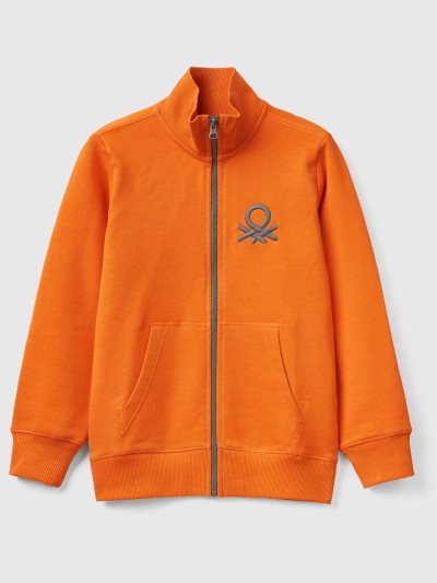 Kids' Benetton Pure Cotton Zip Sweatshirt Orange | NZ395868